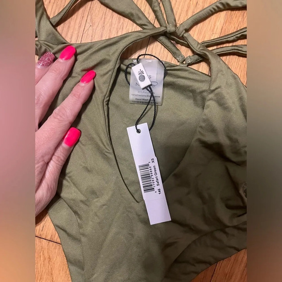 Monica Hansen Beachwear Starlight Cut-Out One-Piece in Green - Picture 6 of 10